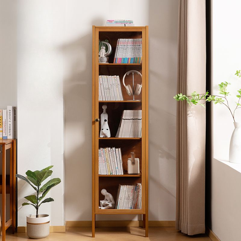 Vertical Bamboo Barrister Bookcase with 6-Shelf/5-Shelf/4 Shelves, Plexiglass Door and Closed Back