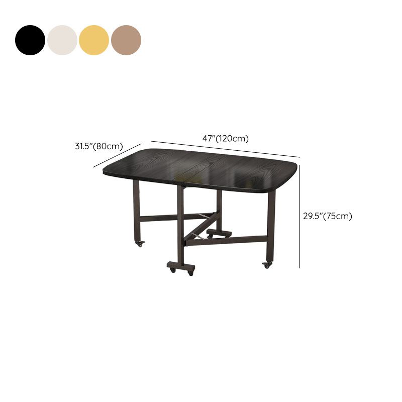 Trendy Casters Rectangle Foldable Banquet Table in Midnight Black/White, Waterproof MDF Wood Top