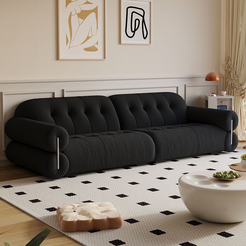 Modish Solid Color Stain Resistant Standard Sofa/Loveseat in Black/Light Gray/Light Brown with 3-seater/4-seater/5 Person Capacity