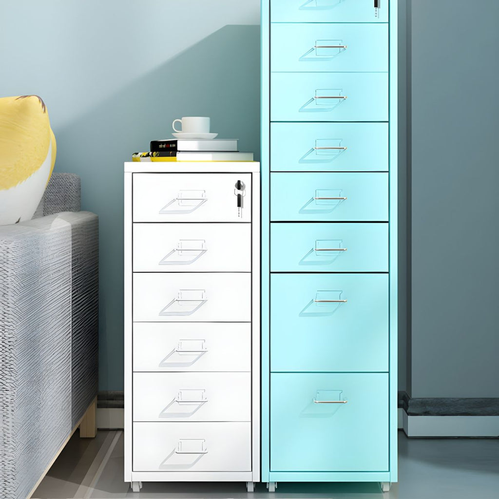 Contemporary File Cabinet Metal Frame Key Lock Lateral File Cabinet