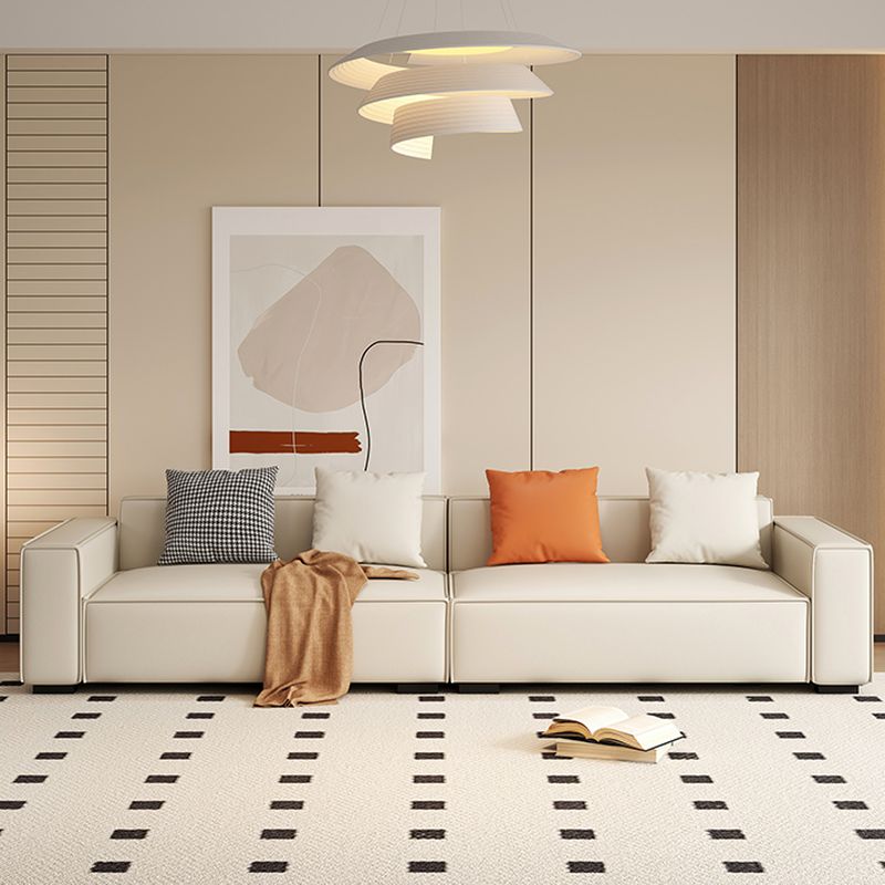 Drawing Room Standard Sofa in Dark Gray/Coffee/Off-White with Armrest and 4 Pillows