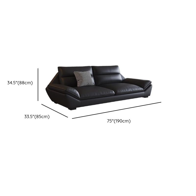 Contemporary Modern Solid Color Scratch-durable/Water Resistant Standard/Single Sofa in Midnight Black, Seats 3/5/4 with 2/1 Pillows