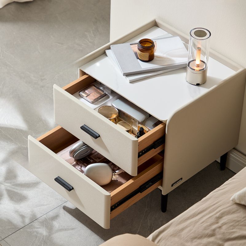 Modish Nightstand With Drawer Organization and Elegant Stone Countertop
