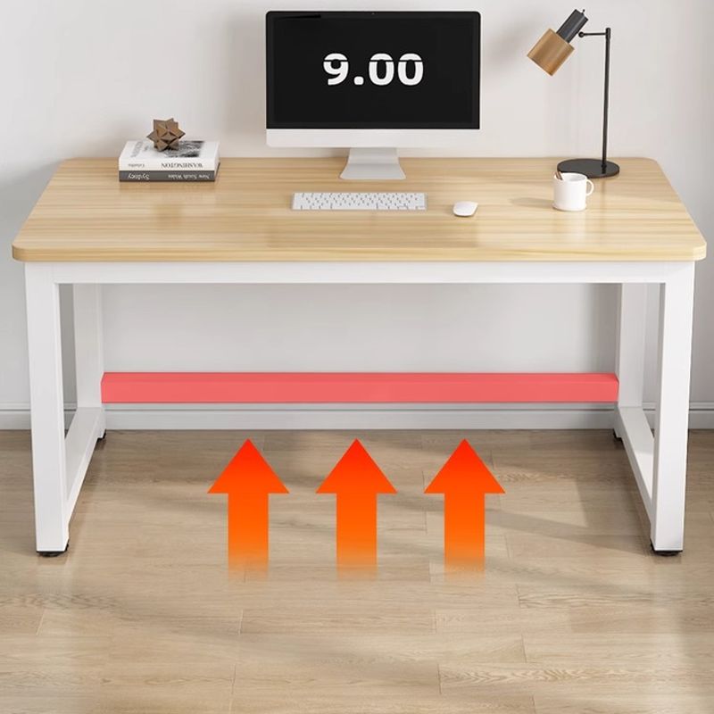 Casual Ergonomic Writing Desk with Scratch-proof H-Shape Base in Dove Grey/Chalk/Light Brown, Unattached with Foot Pad