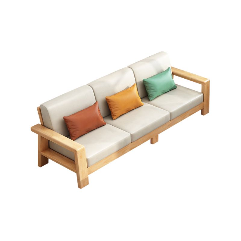 Modish Solid Color Stain Resistant Standard Sofa in Light Gray/Off-White with Seating for 5/4/3 and 3/4 Pillows