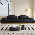 Contemporary Modern Solid Color Stain Resistant Standard Sofa in Ink with Arm, Seats 7/4-seater/6-seater, and 2 Pillows