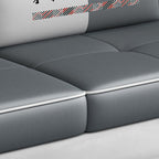 Modish Solid Color Scratch-durable Standard Sofa in Dove Grey with Receptacle Storage, Seats 3 to 5, and Includes 4 Pillows