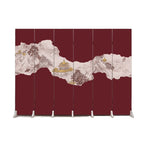 Indoor Opaque Collapsible Room Screen with Pine Wood Frame, 6 Panels, Double Sided Print, and Freestanding Feature