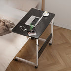 Casual Engineered Wood 1 Tier Adjustable Height Laptop Cart with Casters, Stand Vertical Installation