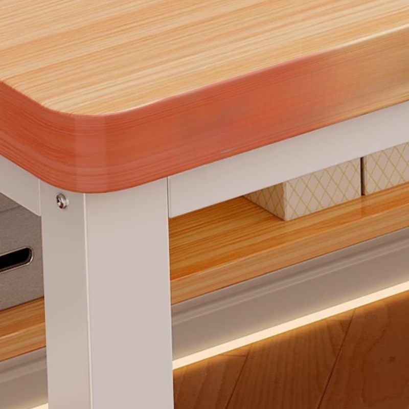 Black/Chalk Rectangular Metal Base Warp Resistant Table with Shelves, Toboggan Base, Cable Management, and Rounded Corners
