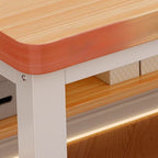 Black/Chalk Rectangular Metal Base Warp Resistant Table with Shelves, Toboggan Base, Cable Management, and Rounded Corners