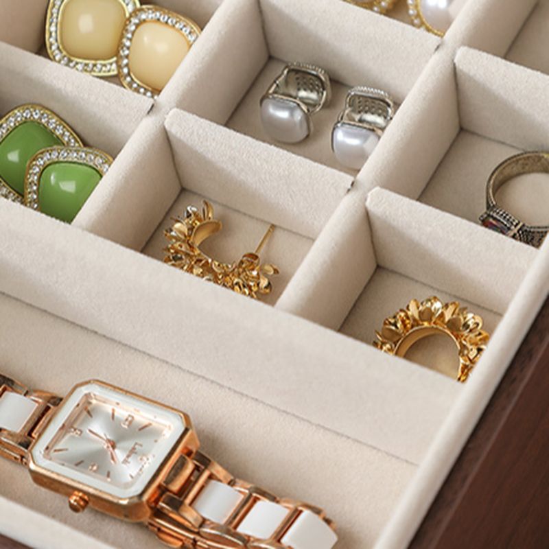 Modern & Contemporary Timber Jewelry Armoire with Solid Color Pattern