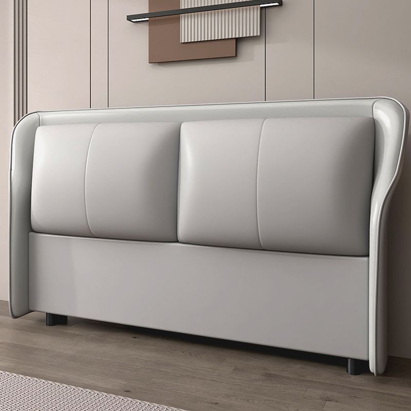 Trendy Wingback Headboard in Natural Wood with No Distressing, Rectangle Shape for Full/Queen Bed, Featuring Sponge Upholstery and Standard Height