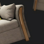 Brown Convertible Settee Furniture Flared Arm Standard Bed Settee