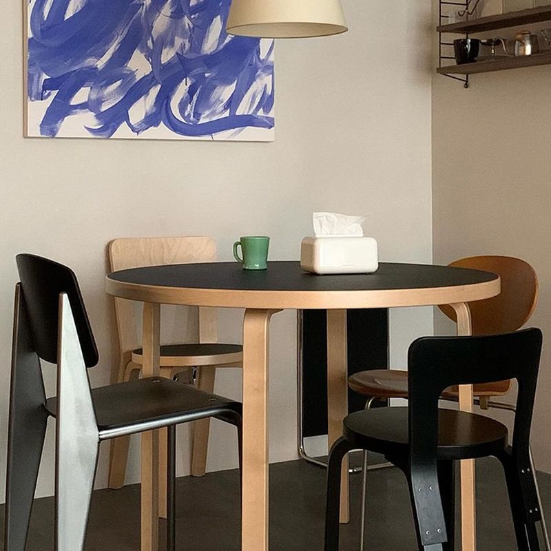 Stain Resistant Board Wood Dining Table with Natural Color Legs for 4-person Seat/Seating for 2
