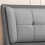Trendy Wingback Headboard with No Distressing, Piled Tufted Rectangle for Queen/Full Bed, Sponge Upholstery Fill, Standard Height