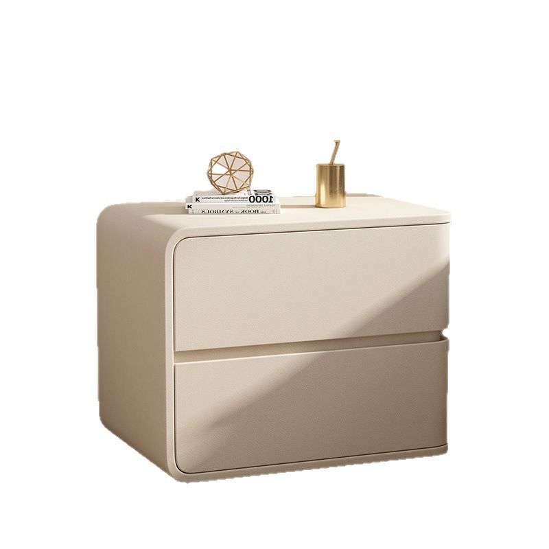 Simplistic Drawer Storage Nightstand with 2 Drawers, Pleather Countertop, and Leg