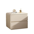 Simplistic Drawer Storage Nightstand with 2 Drawers, Pleather Countertop, and Leg