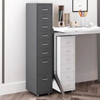 Art Deco Alloy Vertical Filing Cabinet: Flameproof with Swivel Wheels and Soft Close Features