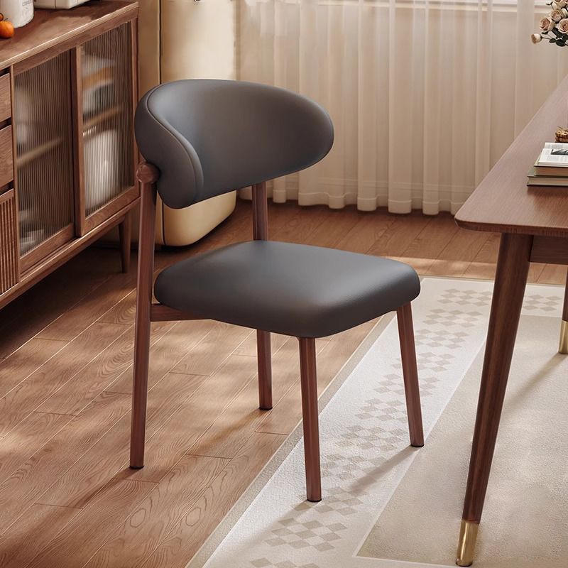 Art Deco Dinette Side Chair with Ventilated Back, Cushion Upholstery, Alloy Legs, and Foot Pads