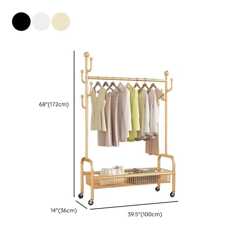 Modern Simple Style/Glam Hall Rack with Receptacle, Steel Frame, 1 Basket, and Shoe Storage