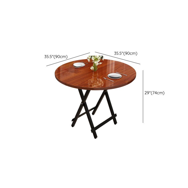 Trendy Folding Circular-shaped Bi-fold Table in Midnight Black/White, Crack Resistant with MDF Wood Top