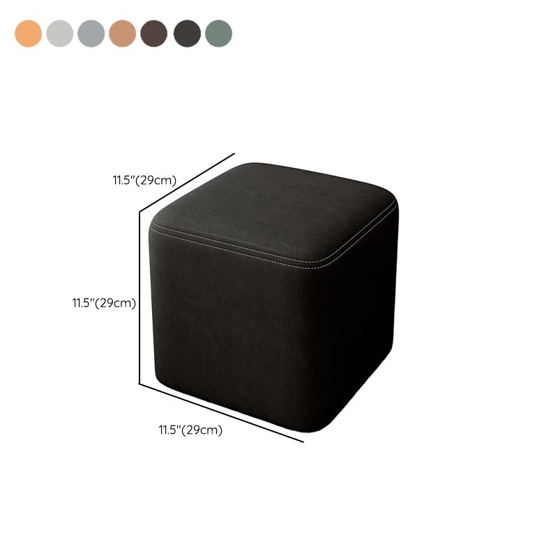 Trendy Square Solid Color Cube Ottoman with Leatherette Upholstery in Dove Grey/Green/Tan