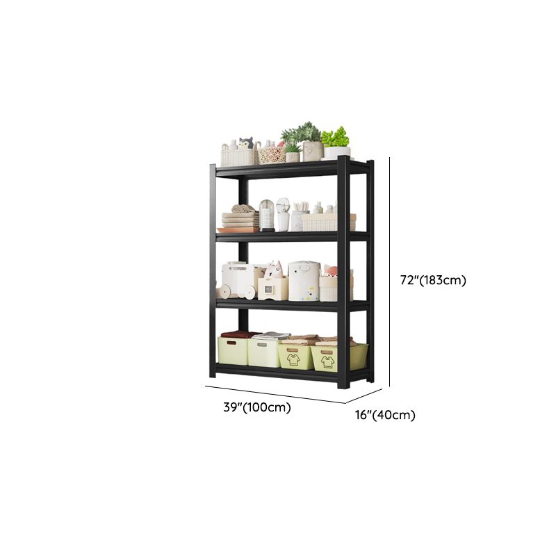 Midnight Black Trendy Storage Shelf with Steel Frame, Unattached Installation
