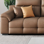 Contemporary Modern Solid Color Water Resistant Standard Sofa in Light Brown, 4-seater with 2 Pillows