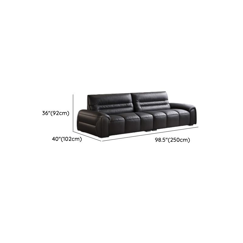 Modish Solid Color Stain Resistant Standard Sofa in Midnight Black Pu Leather, Seats 4/Seats 3/2-seater with 2 Pillows