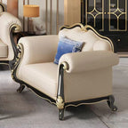 Standard Sofa with Leather Upholstery in Sand and 5 Pillows