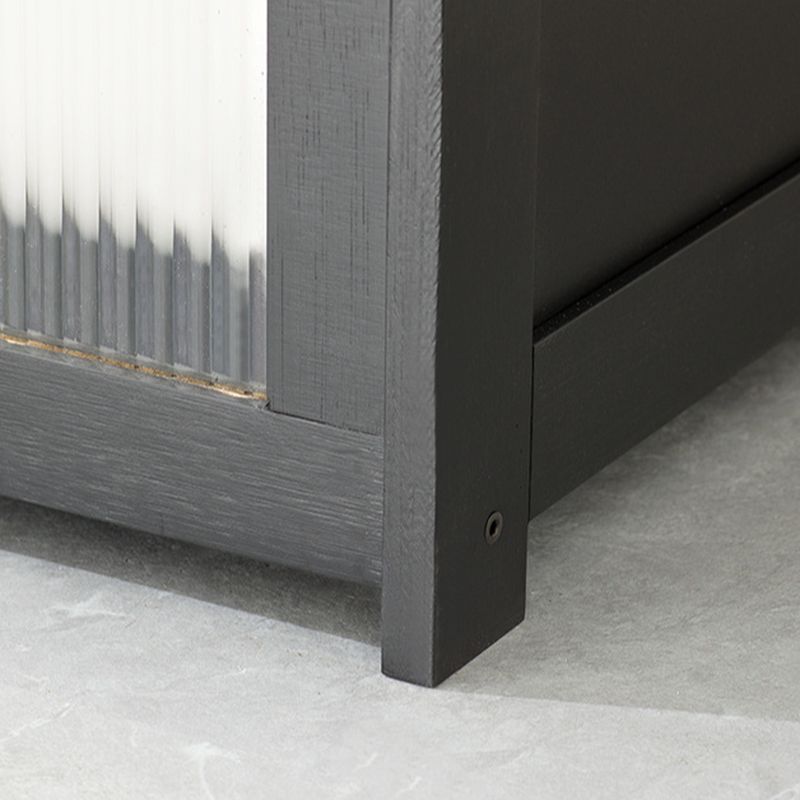 Simplistic Grey Standard Bambusa Display Stand with Cabinet, Shelf and Door