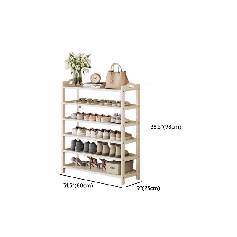 Art Deco Bambusa Rectangle Shoe Rack in Chalk with 6 Shelves for 11-40 Pairs in Drawing Room
