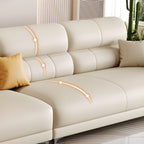 Contemporary Modern Solid Color Water Resistant Standard Sofa in White, 4-seater with 2 Pillows