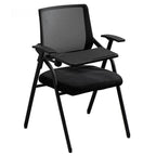 Modern Portable Glossy Black Metal Training Chair/Side Chair with Support Rail, 1 Piece, Adapted for Tile Flooring