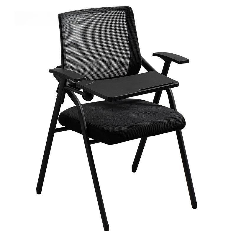 Modern Portable Glossy Black Metal Training Chair/Side Chair with Support Rail, 1 Piece, Adapted for Tile Flooring