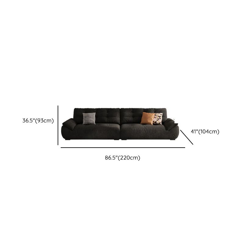 Standard Sofa in Midnight Black Soft-pile Fabric with 3 Pillows