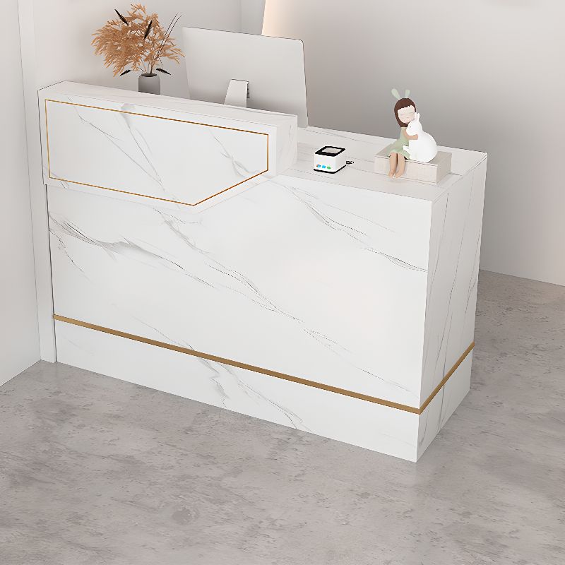 Rectangular Reception Desk with Locking Drawer, Keyboard Tray, and Manufactured Wood Top