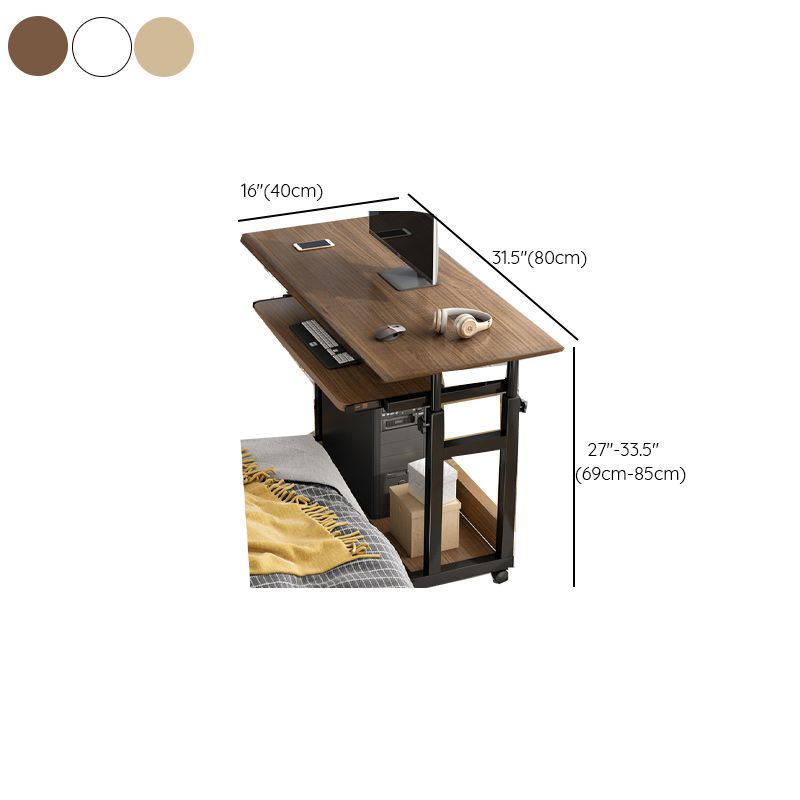 Casual Wood Stand Vertical Adaptable Height Laptop Cart with Wheels