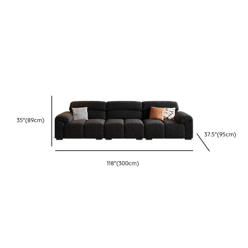 Modish Solid Color Water Resistant/Stain Resistant Standard Sofa/Single Sofa in Midnight Black, Seats 5/4/3 with 3/2/1 Pillows