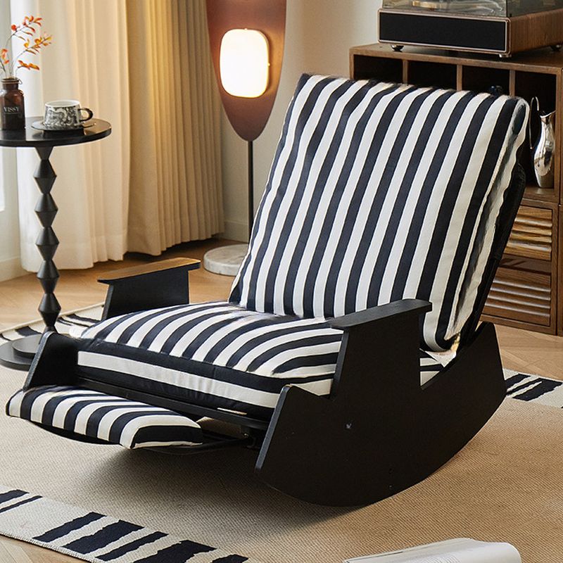 Modish Upholstered Rocking Couch Chair with Scratch-tolerant Padded Recessed Arm