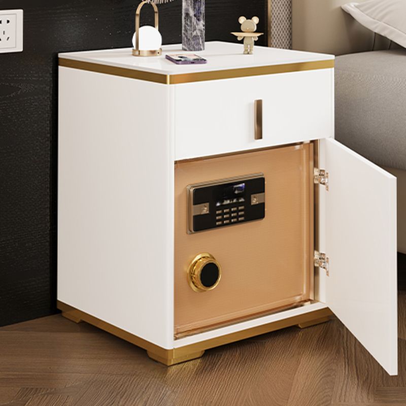 Modish Nightstand With Drawer Organization, 1 Drawer, 1 Cabinet, Right Orientation, and Glass Countertop