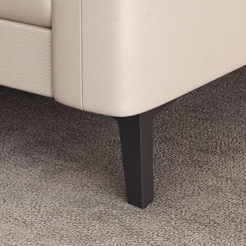 Trendy Solid Color Stain Resistant Standard Sofa in Synthetic Leather with Light Gray/Sage/Amber Color, Seats 3 with 2 Pillows