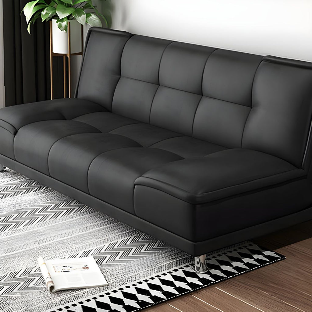 75"Modern Minimalist Armless Foldable Sleeper Leather Settee