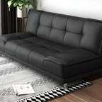 75"Modern Minimalist Armless Foldable Sleeper Leather Settee