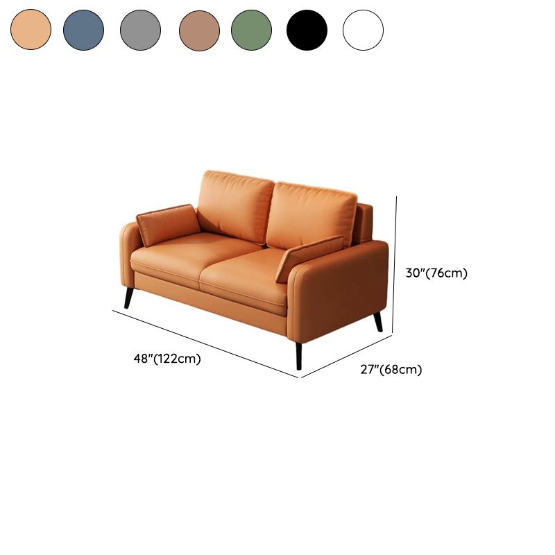 Contemporary Modern Solid Color Scratch-durable Loveseat in Pu Leather with Midnight Black/Olive Green/Light Brown Upholstery, 2-seater with 2 Pillows