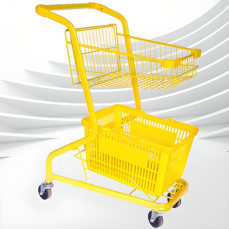 Durable Steel Shopping Cart for All Ages with 1 Shelf