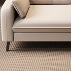 Trendy Solid Color Water Resistant Standard Sofa in Grey/Cerulean/Amber Color with Arm, Seats 3 with 2 Pillows