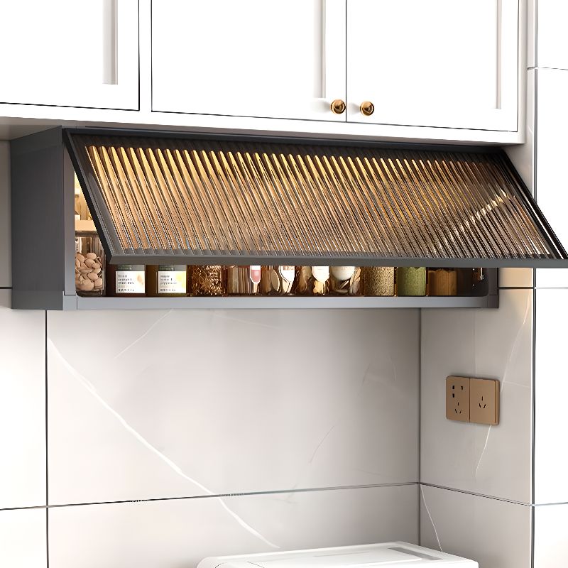 Modern Metal Wall Mount Above Fridge Cabinet with Repository