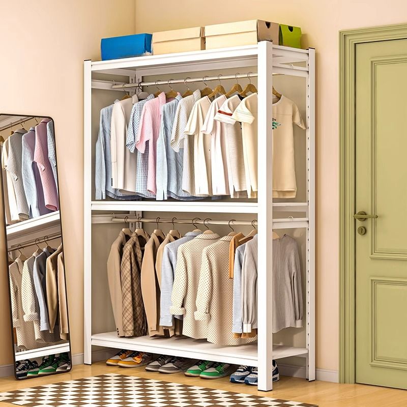 Chalk Modern Simple Style Coat Tree with Container Storage and 2 Shelves in Steel